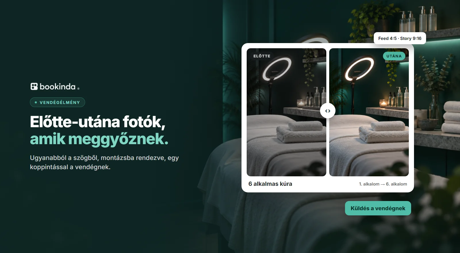 Előtte és utána fotó egymás mellett, egyforma szögből, montázsba rendezve, egy kezelőszoba hátterében.